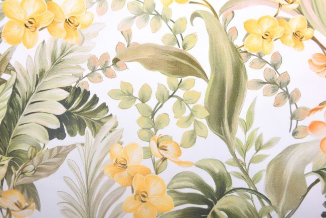 Cream-colored cotton fabric with floral print MI20708/905