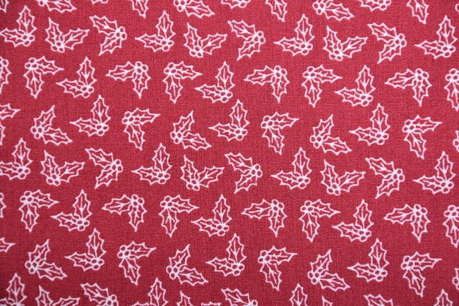Christmas cotton fabric in red with holly print K15041-015D