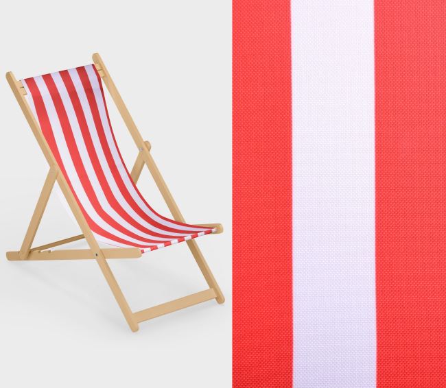 Lounger 43 cm wide with a print of red stripes LH01