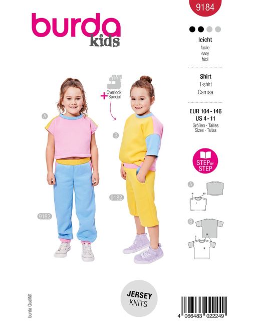 Cut for children's T-shirts in sizes 104-146 9184