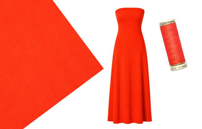 Set for sewing strapless dresses made of functional knitwear in red color SET109