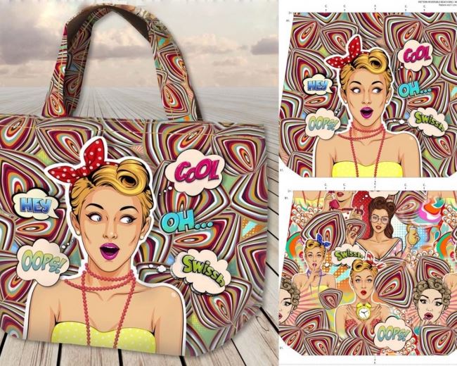 Panel for 2 bags with pin-up model digital print ST21327