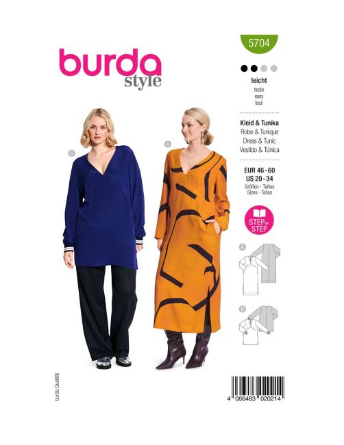 Cut for a loose dress with sleeves and a T-shirt in sizes 46-60 5704