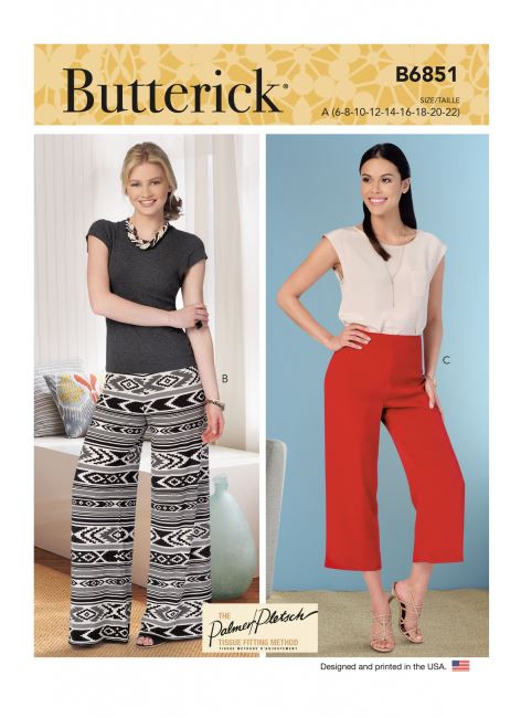 Butterick cut for women's trousers in sizes 32-48 B6851-A