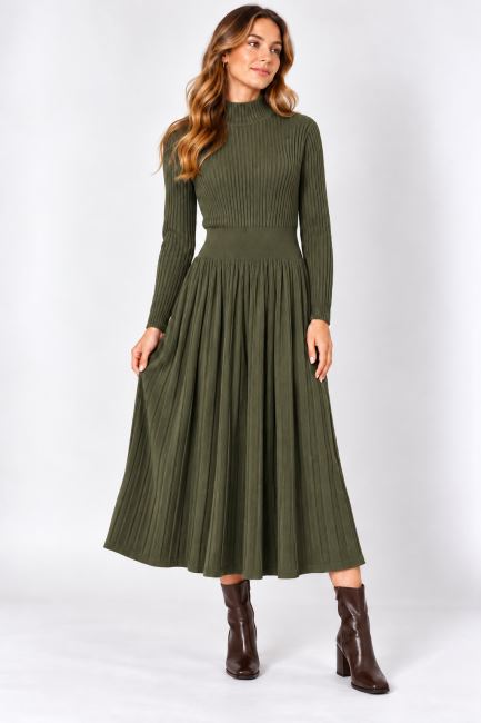 Knitted dress in khaki color ITA-SAT01