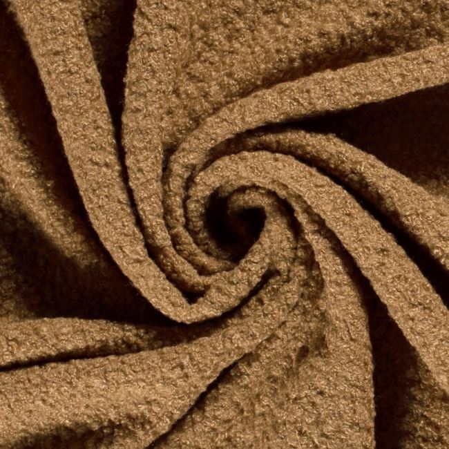 Coat fabric boucle in caramel color 20057/253