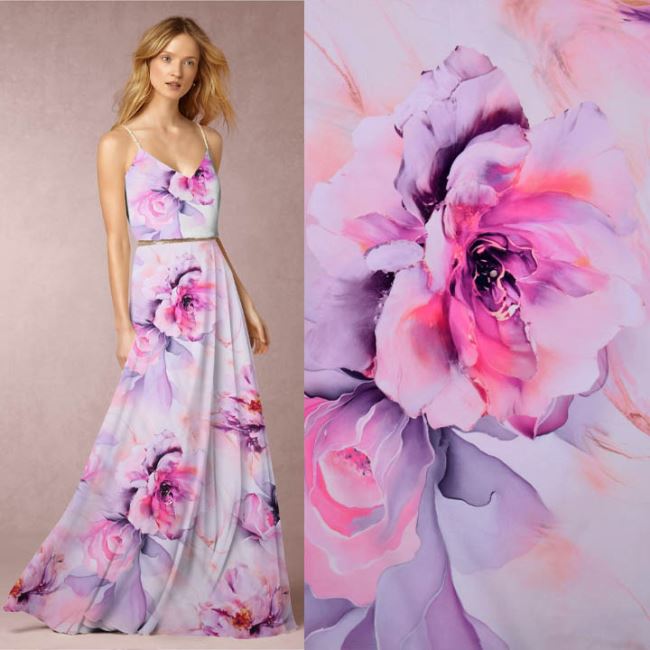Artificial silk Silky in pink color with digital flower print NL-CS3754C