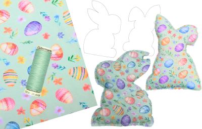 Sewing set for Easter decoration in the shape of a bunny with egg print SET47