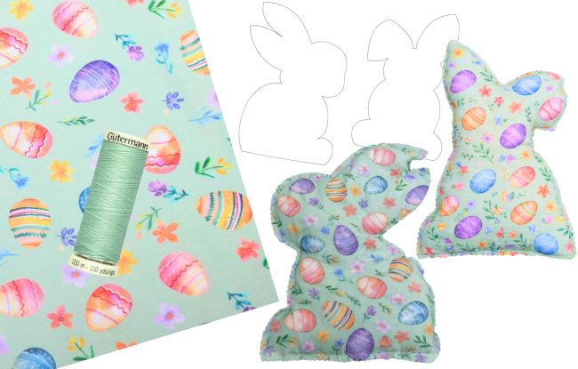 Sewing set for Easter decoration in the shape of a bunny with egg print SET47