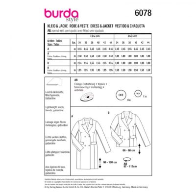 Cut for women's coat and jacket in size 34-44 6078 (1)