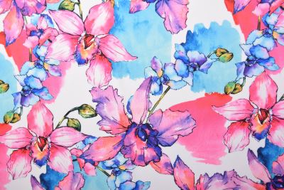 Barbie elastic costume fabric in white with digital flower print CSA013 (2)