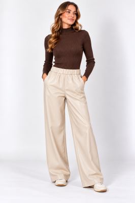 Leather pants in beige color in size SM ITA-KA03 Leather pants in beige color in size SM ITA-KA03
