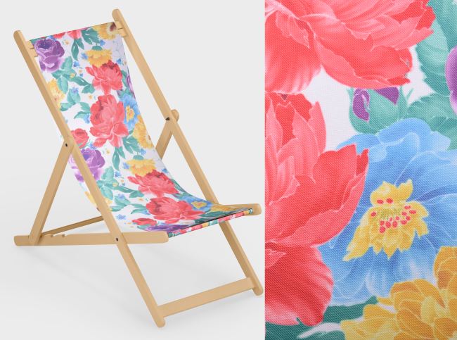 Lounger 150 cm wide with a print of colorful flowers LH36