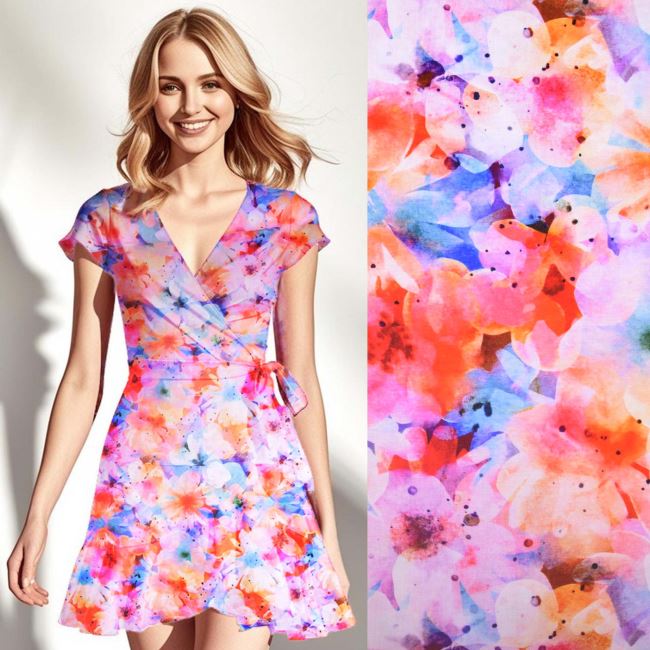 Viscose knit with digital flower print S1898L-3225
