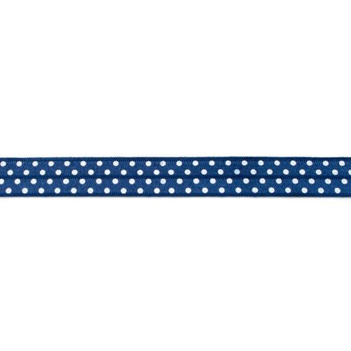 Edging elastic band in dark blue color with dots, 1.5 cm wide 30204