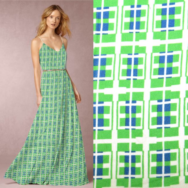 Blouse/dress in green color with cube print TF318