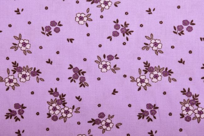 Poplin in light purple color with flower print 19406/043