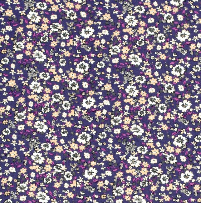Viscose fabric in purple color with flower print 20164/047