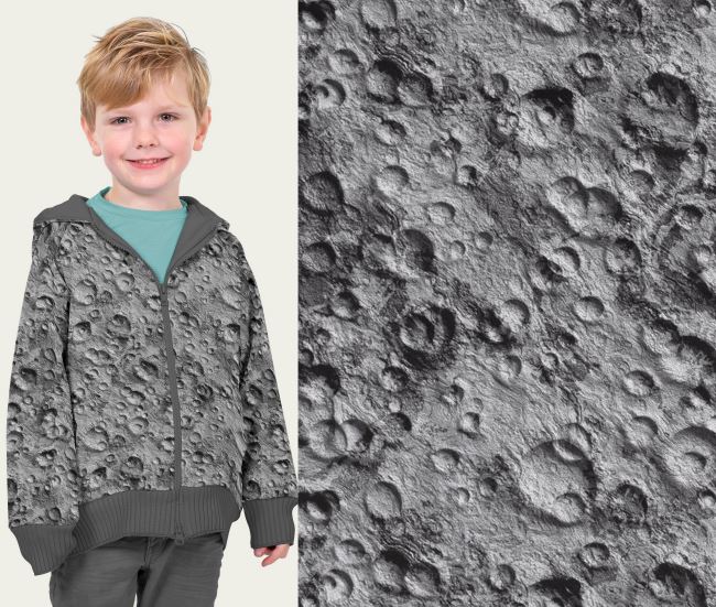 Softshell in gray color with digital print of lunar craters 20439/063