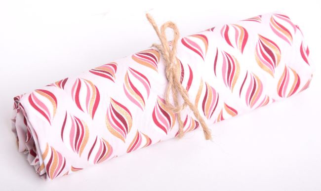 Roll of Christmas cotton in light pink color with printed ornaments RO18725/011