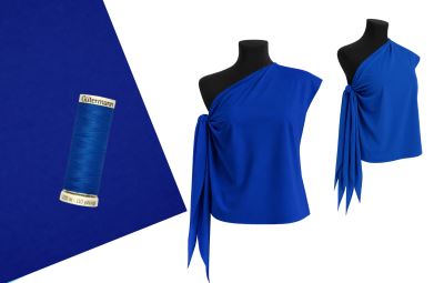 Set for sewing a summer top made of functional knitwear with ties in royal blue SET70