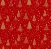 Christmas cotton fabric in red with a print of golden trees 20710/015
