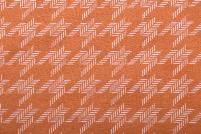 Cotton knit in brick color with rooster footprint print 289970/001