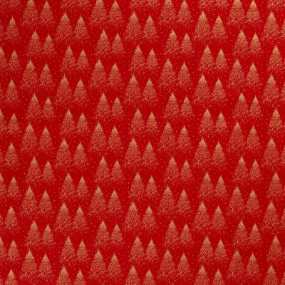 Christmas cotton fabric in red with a print of golden trees 20705/015 (1)