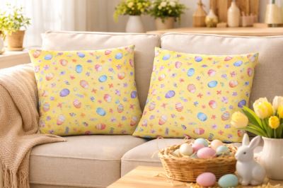 Easter cotton fabric in yellow with digital egg print 211842.0014 (4)