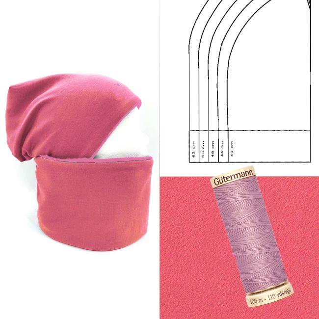 Set for sewing a hat and a neckerchief in pink color CN016