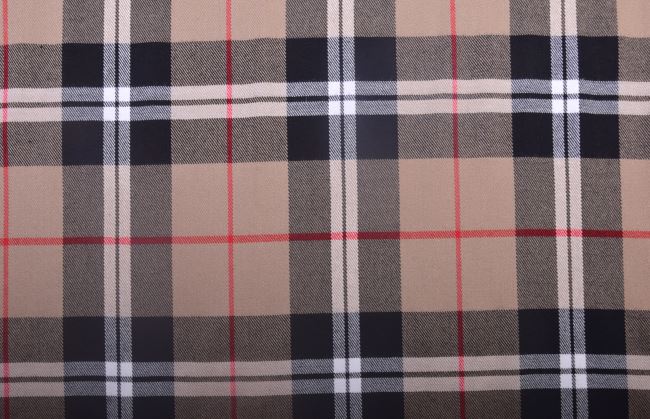 Costume fabric in brown color with check pattern AVFD-6192/1