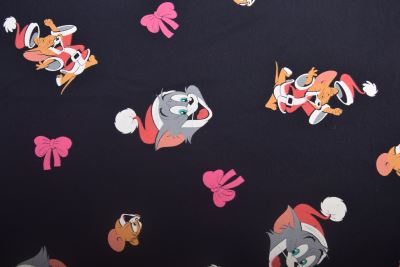 1 m of cotton knitwear in black with Tom and Jerry print DS-KUP82