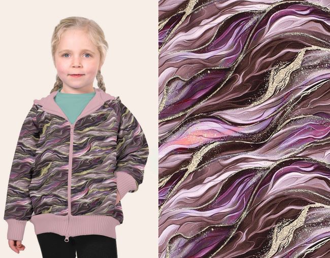 Softshell in pink color with digital print of colored waves 20426/014
