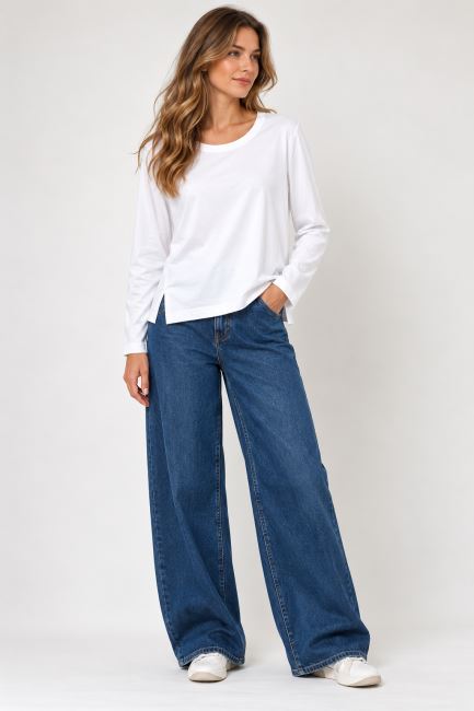Long sleeve T-shirt in cream color ITA-TR01