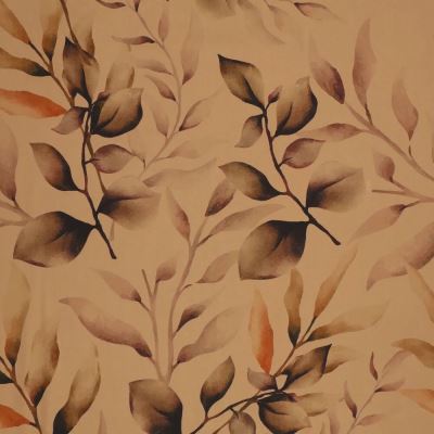 Viscose in brown with leaf print and satin look 23045/177 Viscose in brown with leaf print and satin look 23045/177