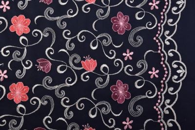 Black tulle with decorative floral embroidery 132.401/0801 (1)