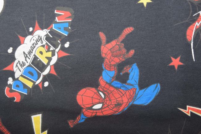 1 m of cotton knit in gray with Spider-Man print DS-KUP151