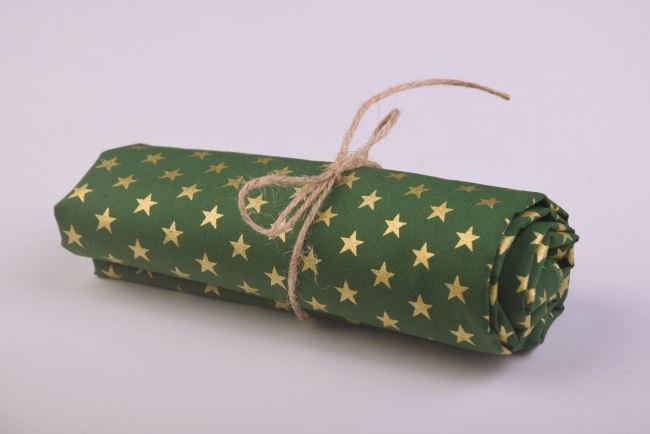 Roll of Christmas cotton in green color with star print RO12703/025