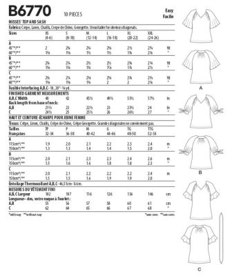 Butterick cut for women's t-shirt in sizes XS-XXL B6770-A (1)