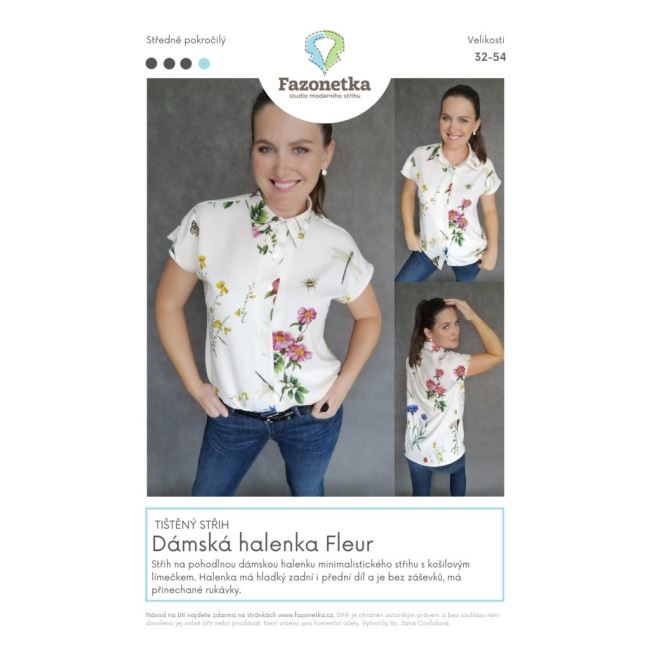 Printed cut Fazonetka for women's blouse Fleur size 32-54 FA058