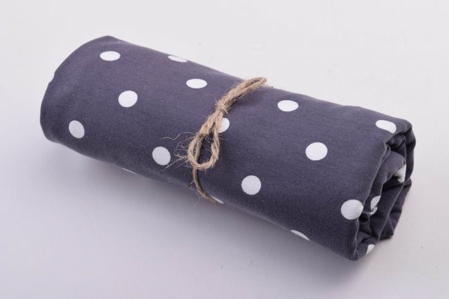 Roll of cotton knit in gray color with polka dot print RO11810/068