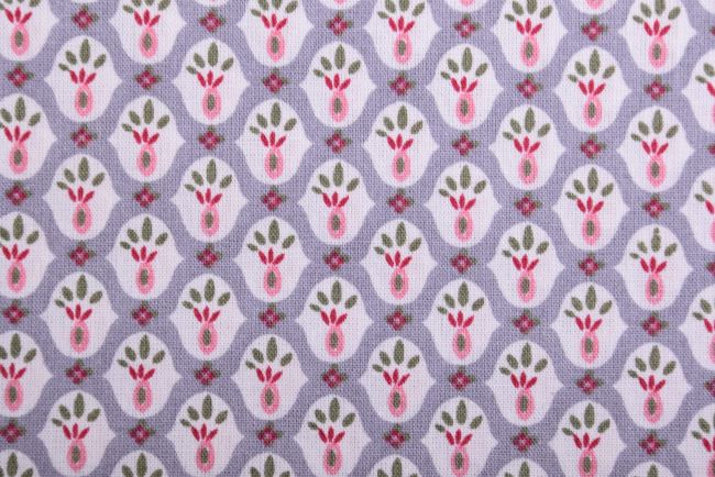 Poplin in gray color with decorative print of ornaments 19403/061