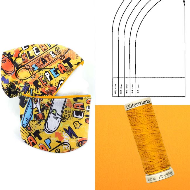 Set for sewing a cap and a neckerchief with a print of inscriptions CN009