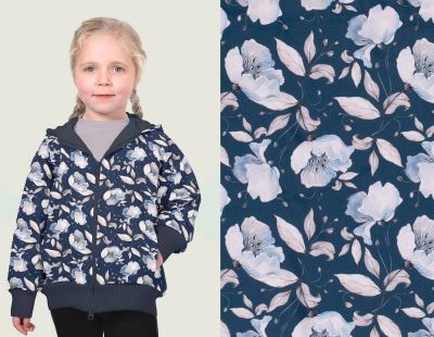 Softshell in blue color with digital print of blooming flowers 20423/008 (5)
