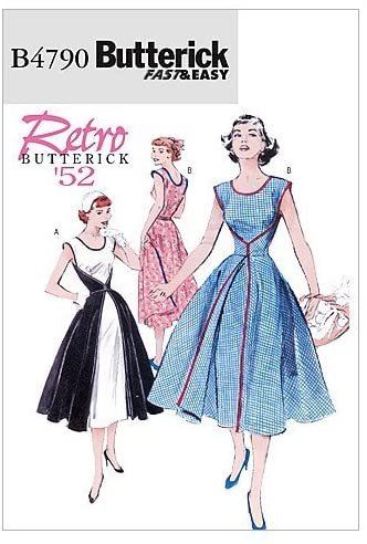 Butterick cut for women's retro dress in size 46-52 B4790-FF