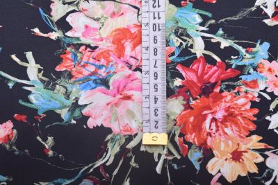 Stretch cotton fabric in black with flower print TF539 (3)
