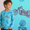 Cotton knitwear in blue with motorbike print TU54343/2