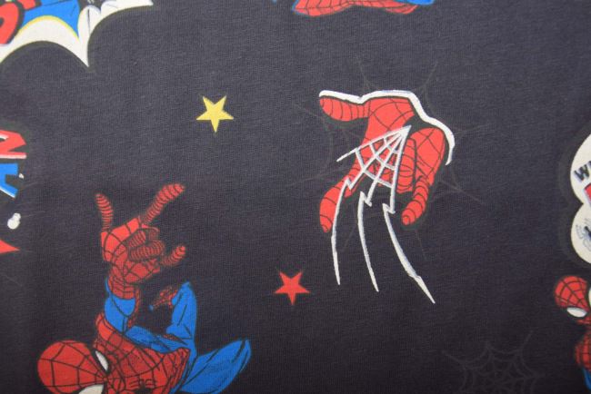1 m of cotton knit in dark gray with Spider-Man print DS-KUP155