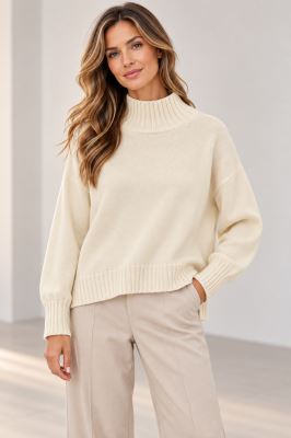 Cream turtleneck sweater ITA-SV08 Cream turtleneck sweater ITA-SV08