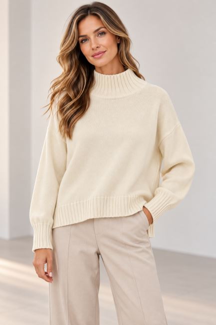 Cream turtleneck sweater ITA-SV08